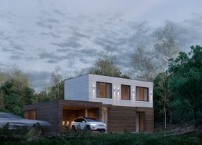 Two-storey home at dusk