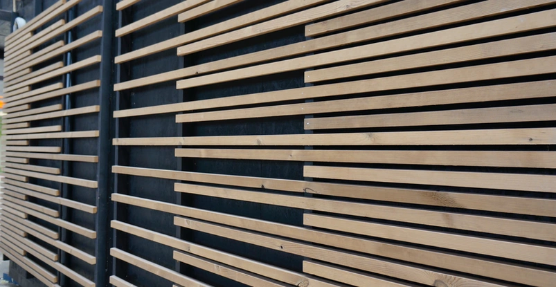 Slatted façade section