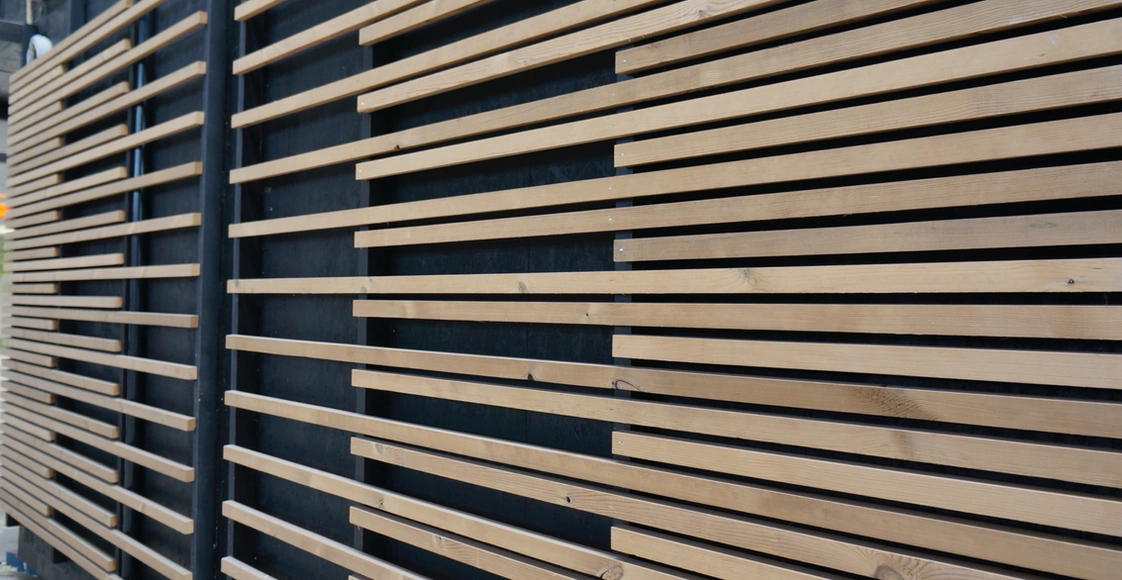 Slatted façade section