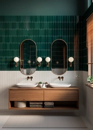 Bathroom with green tiles