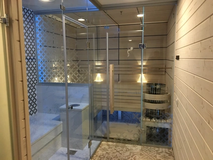 Glass shower and sauna