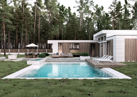 Modern home with infinity-edge pool