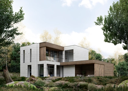 Two-storey home in natural garden