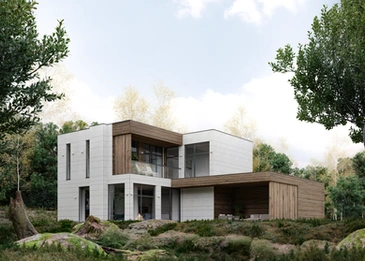 Two-storey home in natural garden