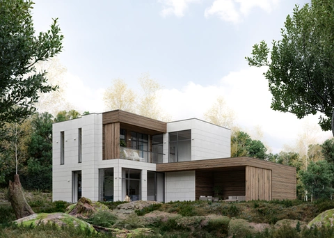 Two-storey home in natural garden