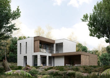 Two-storey home in natural garden