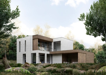 Two-storey home in natural garden