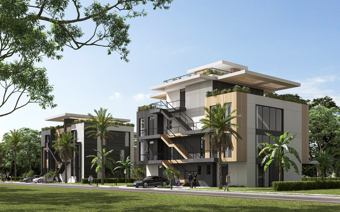 Multi-unit residences, corner view