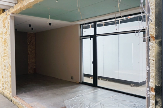 Room with glass doors