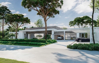 Single-storey residence with carport