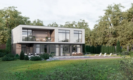 Two-storey home with lawn